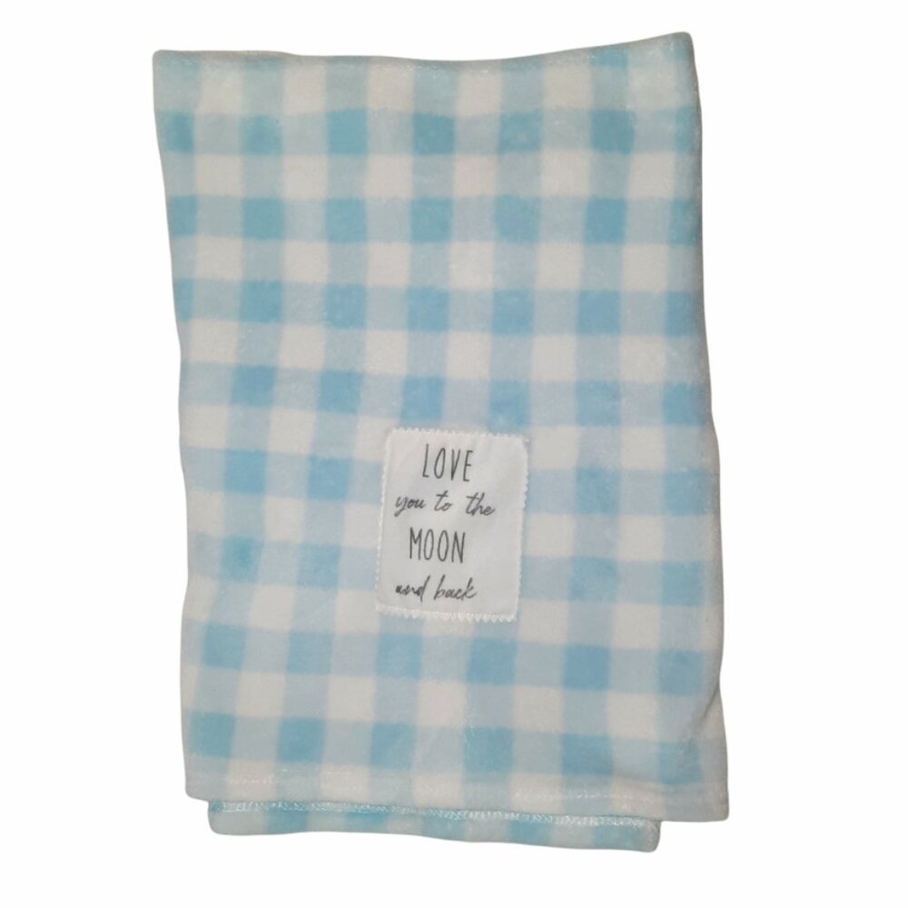 Mud Pie Love You To The Moon And Back Gingham Security Lovey Blanket 38" X 31"